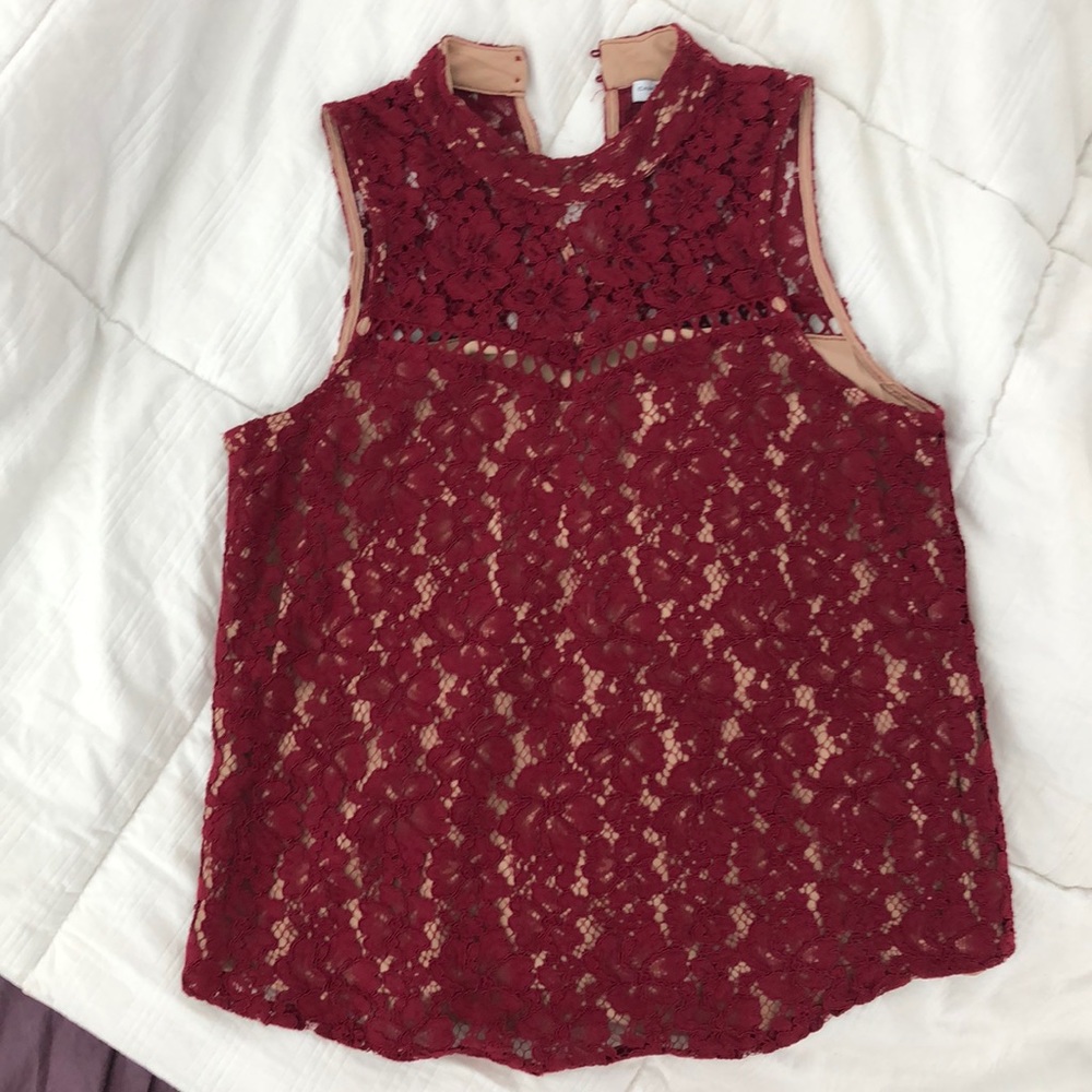 Carolina Belle  lace tank with nude underlining .